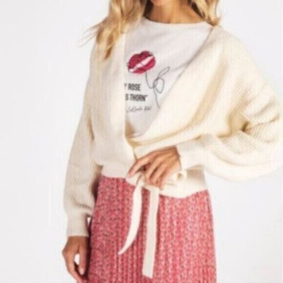 Esqualo Wrap Around Knit Cardigan Sweater Sz Large NWT - Picture 11 of 11